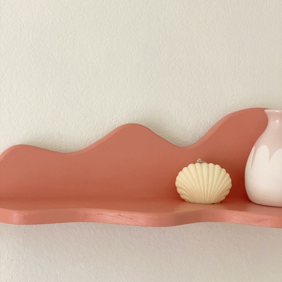 Pastel Coral Squiggle Wavy Floating Shelf - Picture 4 of 4
